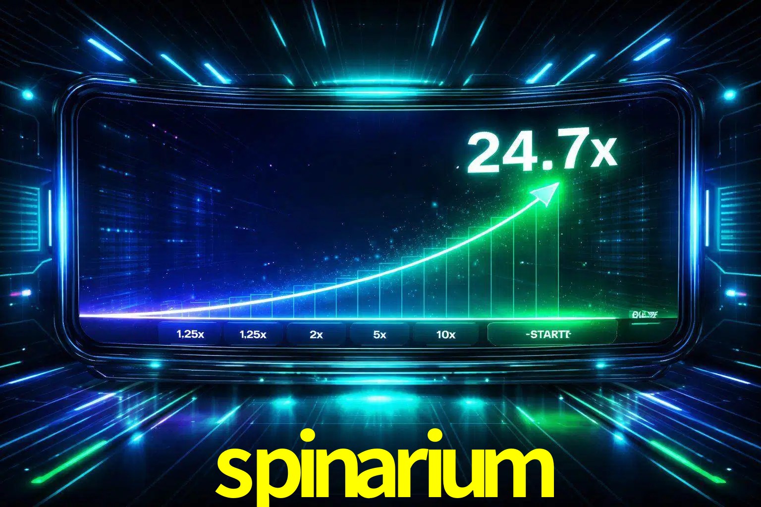 Una pantalla moderna de juego estilo crash con multiplicadores ascendentes, visuales de neón y una interfaz intensa enfocada en la acción.